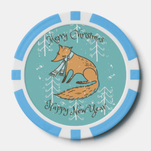 Jetons De Poker Joyeux Noël Vacances Fox Cosy