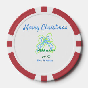 Jetons De Poker Joyeux noël vert bleu arc ajouter nom de famille t