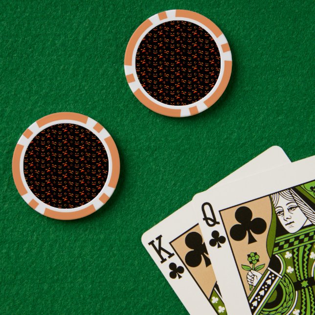 Jetons De Poker Joyeux Visages Joyeux Jack-O-Lantern D'Halloween (Table de poker (double))