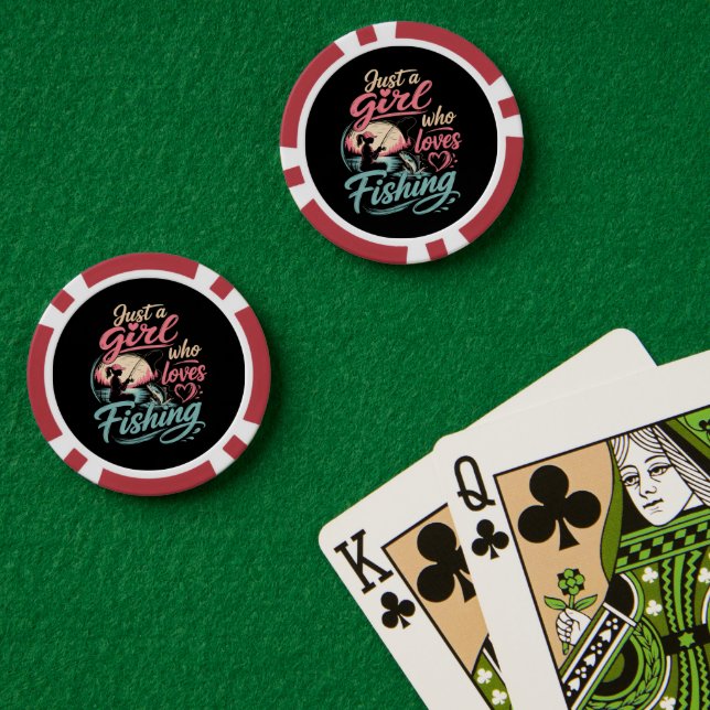 Jetons De Poker Juste Une Fille Qui Aime La Pêche (Table de poker (double))