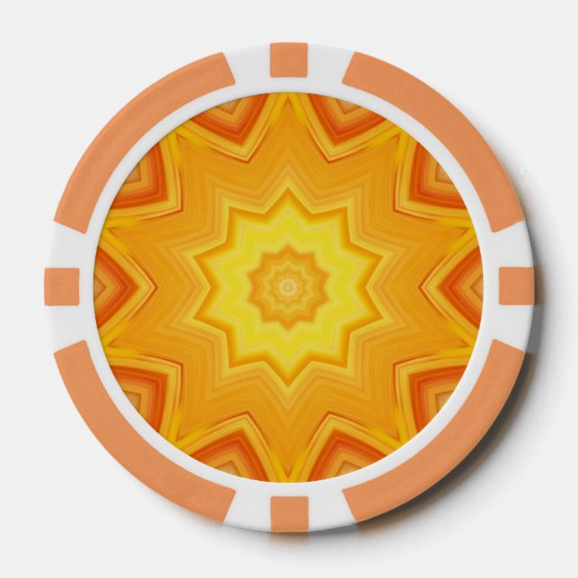 Jetons De Poker Kaleidoscope Abstrait orange et jaune (Recto)