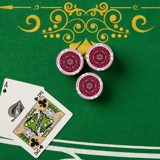 Jetons De Poker Kaleidoscopic Crimson Dahlia (Table de poker (pile))
