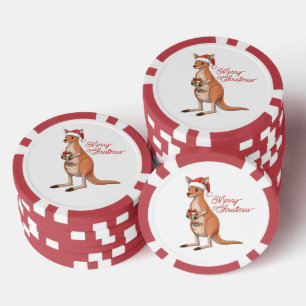 Jetons De Poker Kangourou de fête avec chapeau de Père Noël Vacanc