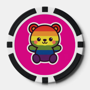 Jetons De Poker Kawaii Rainbow Teddy - Un joli jeu LGBTQ+ Pride