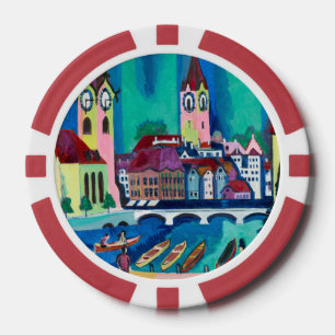 Jetons De Poker Kirchner Paysage urbain de Zurich Art expressionni