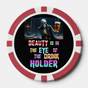 Jetons De Poker La Beauté Est Dans L'Oeil Du Porte-Boissons