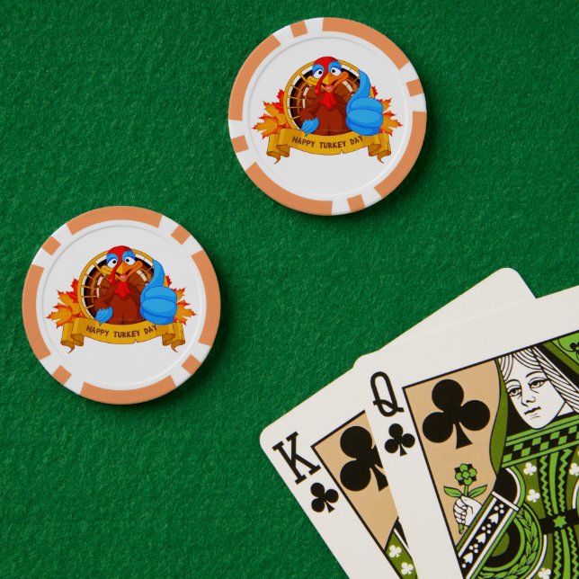 Jetons De Poker La conception amusante de Thanksgiving de style ca (Table de poker (double))