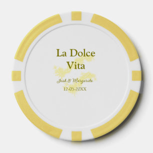 Jetons De Poker La Dolce Vita jaune mariage couple Nom date glit
