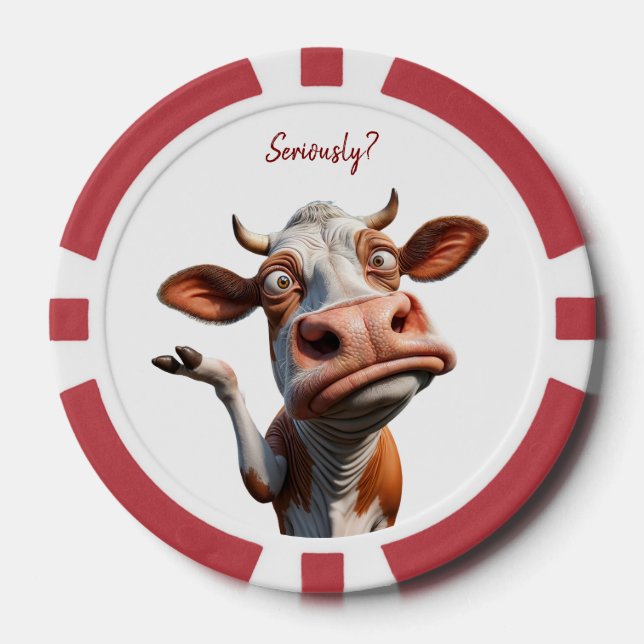 Jetons De Poker La vache sotte - "Sérieusement ?" Conception amusa (Recto)