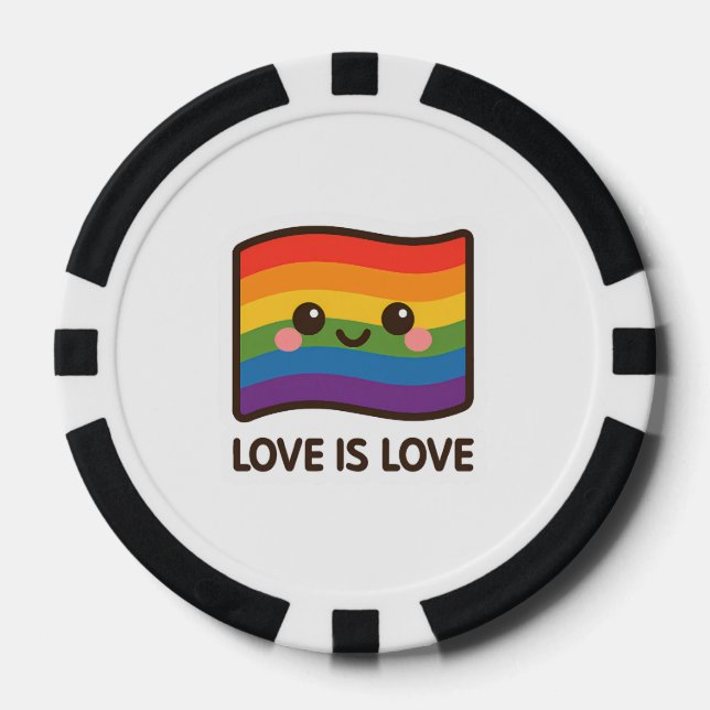 Jetons De Poker L'amour est l'amour - Kawaii Rainbow Design (Recto)