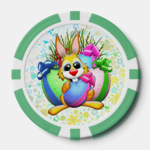 Jetons De Poker Lapin drôle mordant un œuf de Pâques