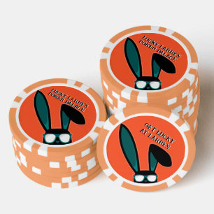Jetons De Poker Lapin noir chanceux personnalisé en lunettes de so