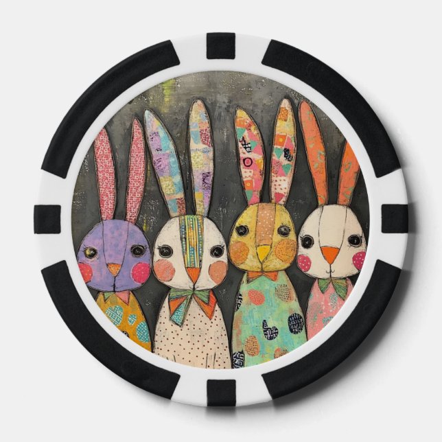 Jetons De Poker Lapins de Pâques fantaisistes en patchwork (Recto)