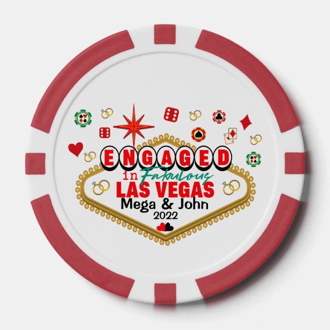 Jetons De Poker Las Vegas Engagé Célébration Couple Correspondant  (Recto)