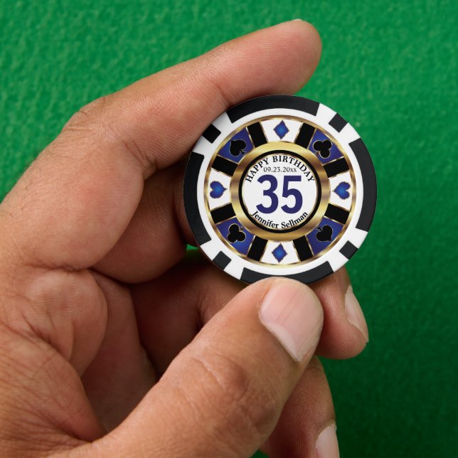 Jetons De Poker Las Vegas Joyeux anniversaire dans Dark Blue Poker (main)