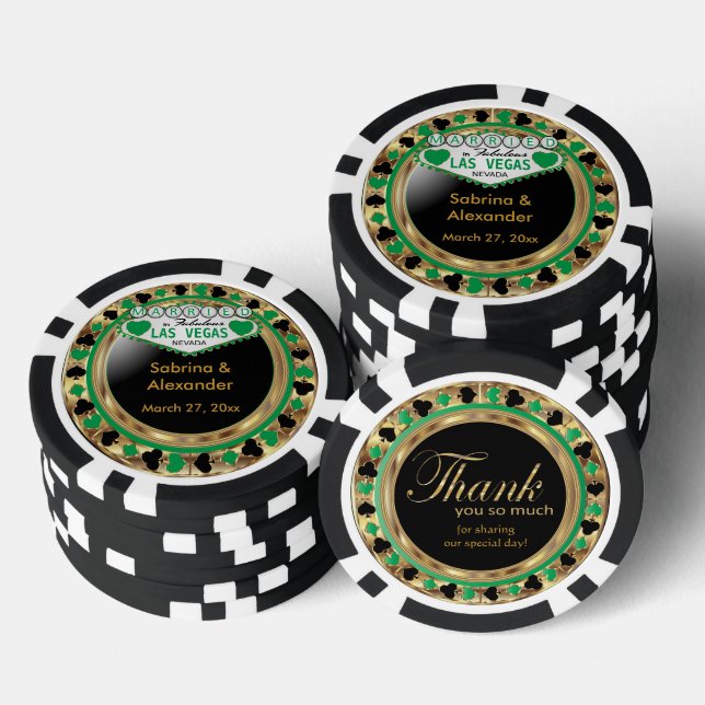 Jetons De Poker Las Vegas Mariage - Vert - Personnaliser (Empiler)