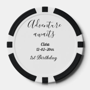 Jetons De Poker L'aventure attend joyeux 1er anniversaire nom date
