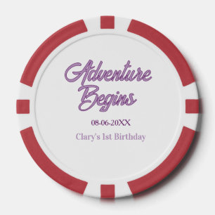 Jetons De Poker L'aventure commence 1er anniversaire nom date simp