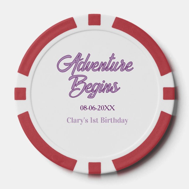 Jetons De Poker L'aventure commence 1er anniversaire nom date simp (Recto)
