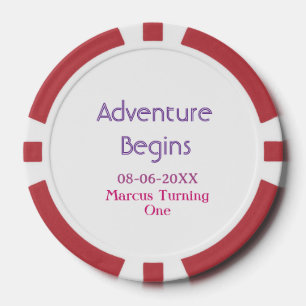 Jetons De Poker L'aventure commence date nom 1er anniversaire simp