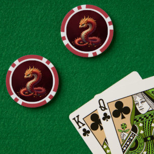 Jetons De Poker Le dragon serpent doré.