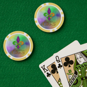 Jetons De Poker Le Joe glissant thème festif de Mardi Gras violet 