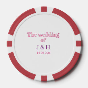 Jetons De Poker Le mariage du nom de couple lettre initiale date