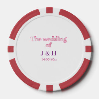 Jetons De Poker Le mariage du nom de couple lettre initiale date