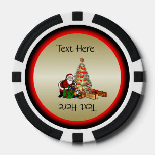Jetons De Poker Le Père Noël avec des jouets sous l'arbre de Noël