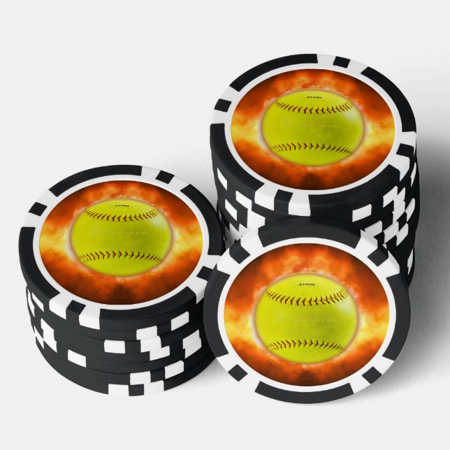 Jetons De Poker Le softball de SlipperyJoe sur feu flammes feu feu (Empiler)