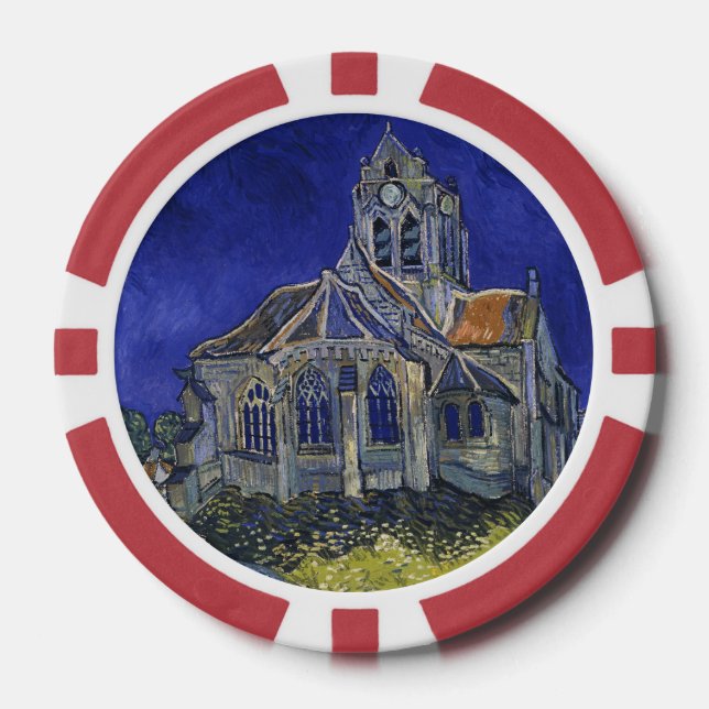 Jetons De Poker L'église d'Auvers par Vincent van Gogh (Recto)