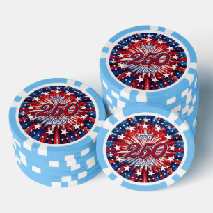 Jetons De Poker Les 250 ans d'Amérique 1776-2026 Feux d'artifice R