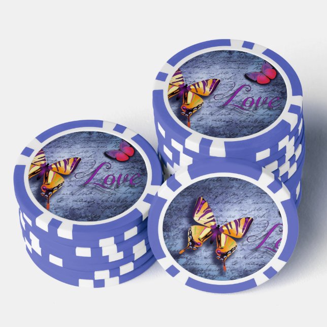 Jetons De Poker Les papillons aiment le bleu (Empiler)
