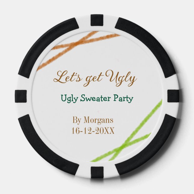 Jetons De Poker Let's get ugly Christmas ugly sweater Partyorange  (Recto)