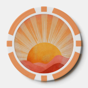Jetons De Poker Lever de soleil bohème rose et orange