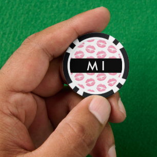 Jetons De Poker Lèvres Roses, Baiser, Baguette à lèvres, Votre Nom