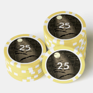 Jetons De Poker L'Heure Envoûtante Pleine Lune Chauves-Souris Hall
