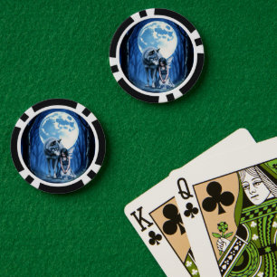Jetons De Poker Lien sous la lune – Le loup et la fée gothique.