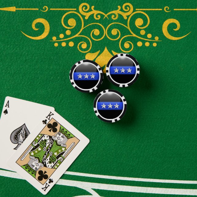 Jetons De Poker Ligne Bleue fine personnalisée (Table de poker (pile))