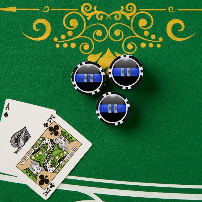 Jetons De Poker Ligne Bleue fine personnalisée (Table de poker (pile))