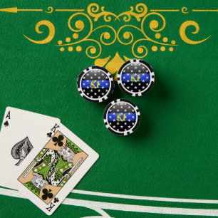 Jetons De Poker Ligne Bleue fine personnalisée