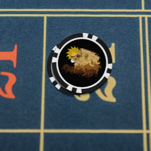 Jetons De Poker Lion noir jaune Mandala Sun