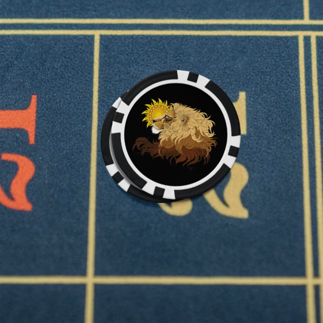 Jetons De Poker Lion noir jaune Mandala Sun (Créateur téléchargé)