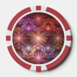 Jetons De Poker Lit De Fleurs Coloré Brillant Art Fractal Abstrait