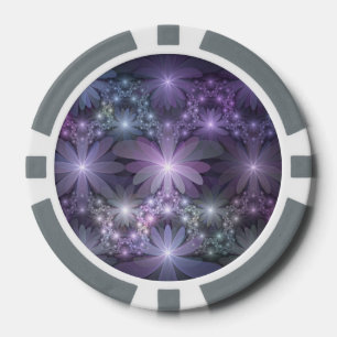Jetons De Poker Lit de fleurs tendance brillant art fractal abstra