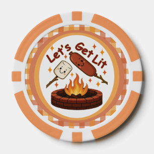 Jetons De Poker Lit Firepit - mignon Marshmallow & Hot Dog