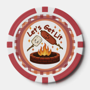 Jetons De Poker Lit Firepit - mignon Marshmallow & Hot Dog