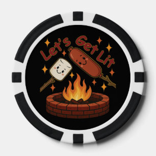 Jetons De Poker Lit Firepit - mignon Marshmallow & Hot Dog