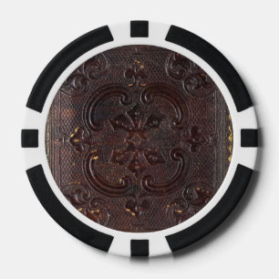 Jetons De Poker Livre en cuir ancien déchu
