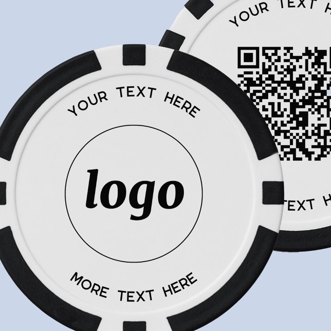 Jetons De Poker Logo Code QR et texte commercial promotionnel (Logo QR code and custom text business promotional poker chips)